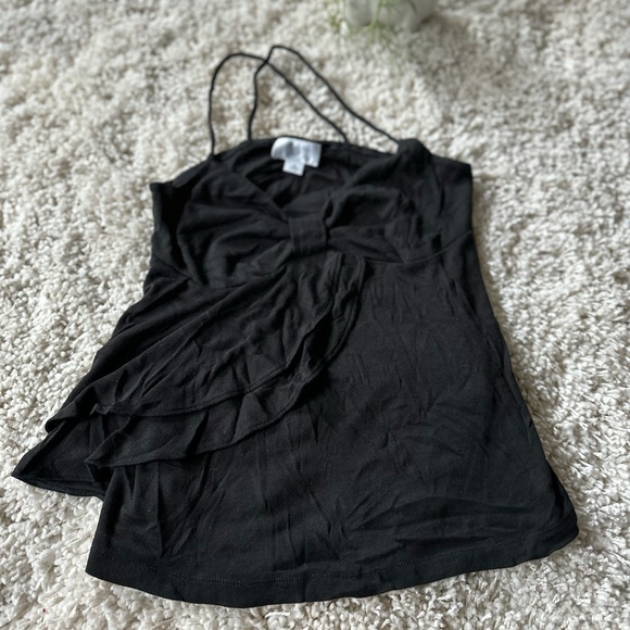 Ann Taylor Loft black evening elegant simple shabby chic tie up blouse t… - Picture 1 of 3